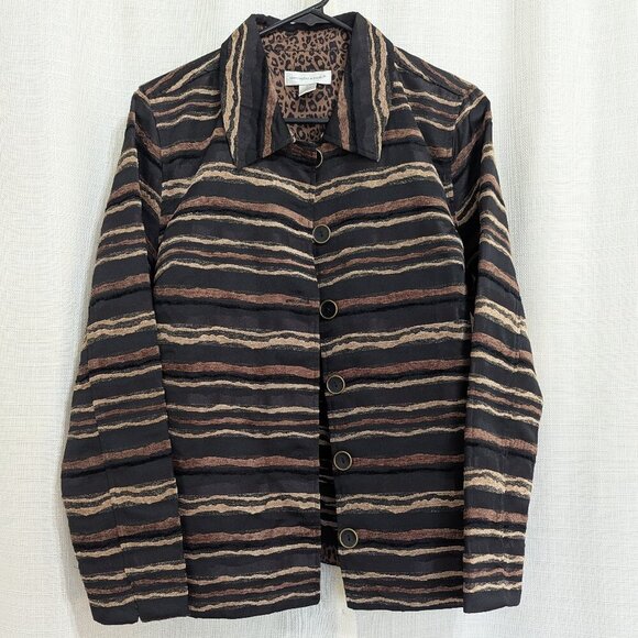 Christopher & Banks Women's Blazer Jacket M Button Down Brown Tapestry Style - Picture 1 of 8